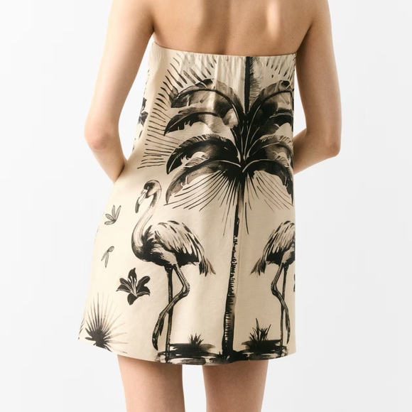 H&M Light Beige Draped Bandeau Dress 1293237001 - Picture 6 of 9